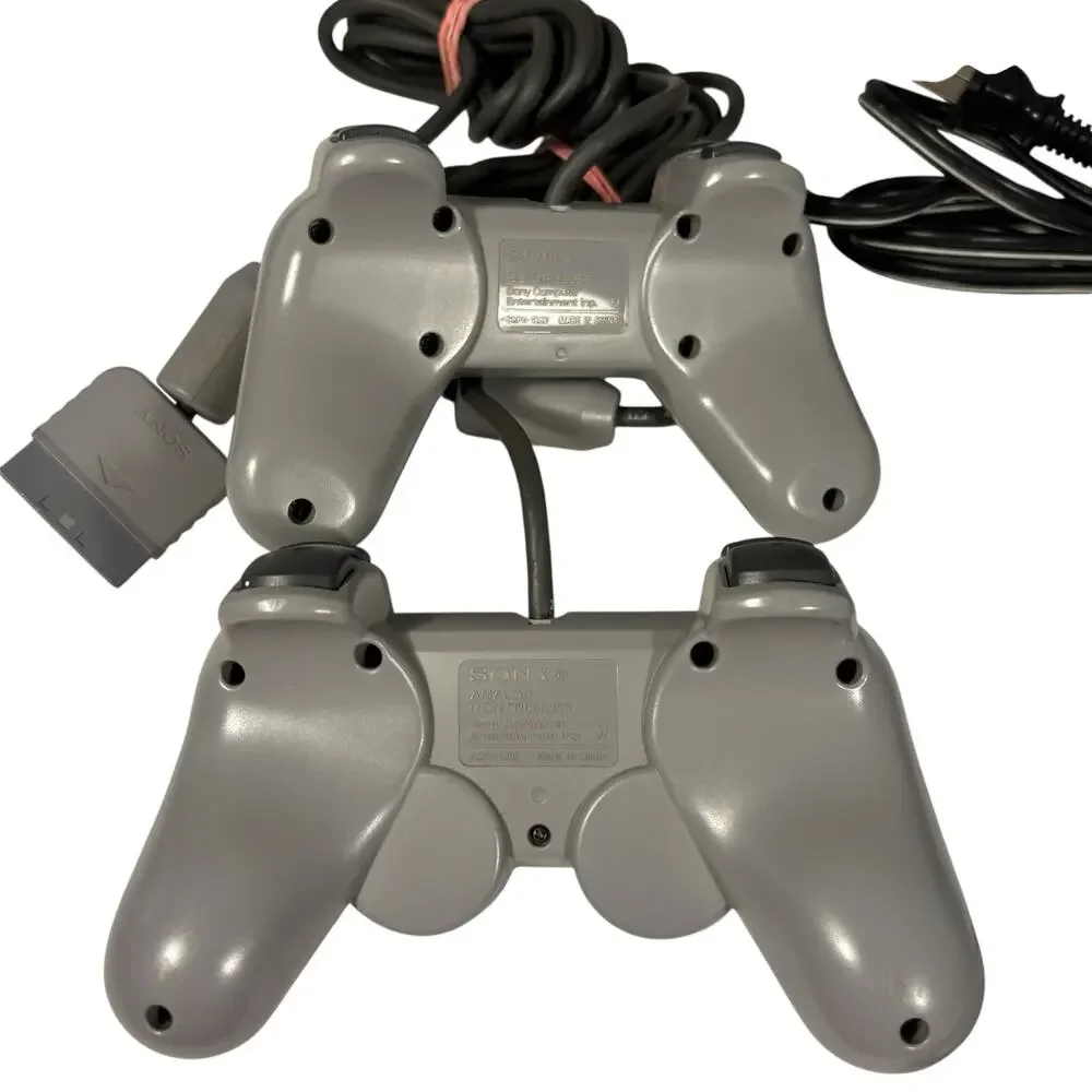 Sony Playstation 1 PS1 Game Console 3 Remotes Cables Game Enhancer TESTED WORKS